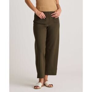 Quince Pants Womens Size 12 Olive Green Ultra-Stretch Ponte Cropped Wide Leg